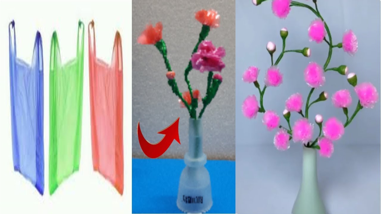 طريقة عمل وردة من أكياس النايلونHow to make a rose from plastic bags? ||DIY||