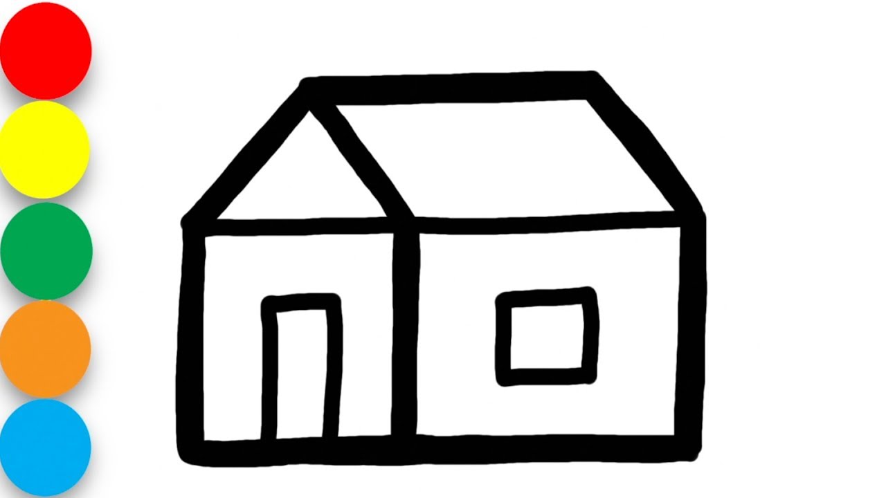 House Coloring Page for Toddlers, Kids - Very Easy Drawing and Coloring - Pop Art Doodle