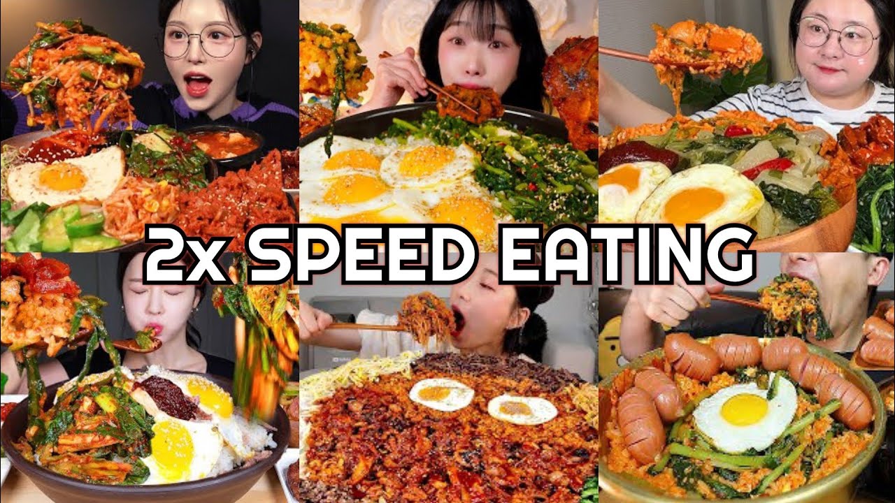 (Request) Bibimbap Korean Food Mukbang | ASMR 2x Speed Eating Show 