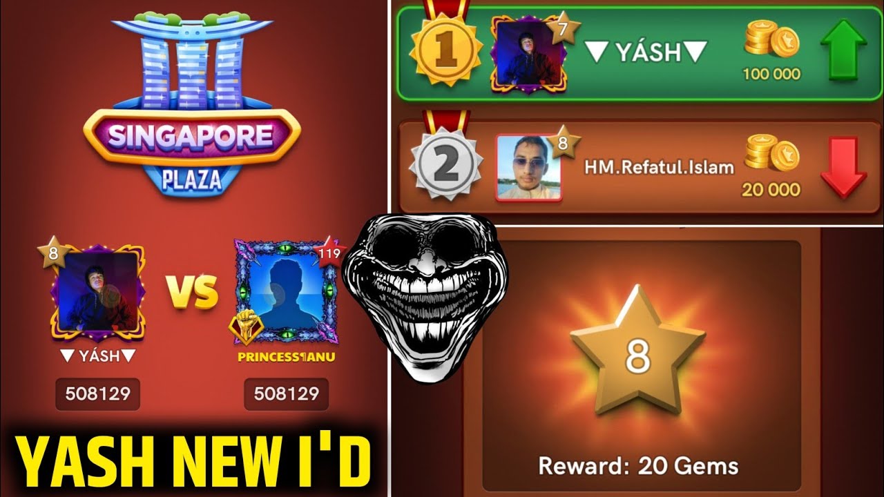 🔥 Yash New I'd 😲 Singapore Table Carrom Pool 🥳 Amezing gameplay Gaming Yash 🤩🔥