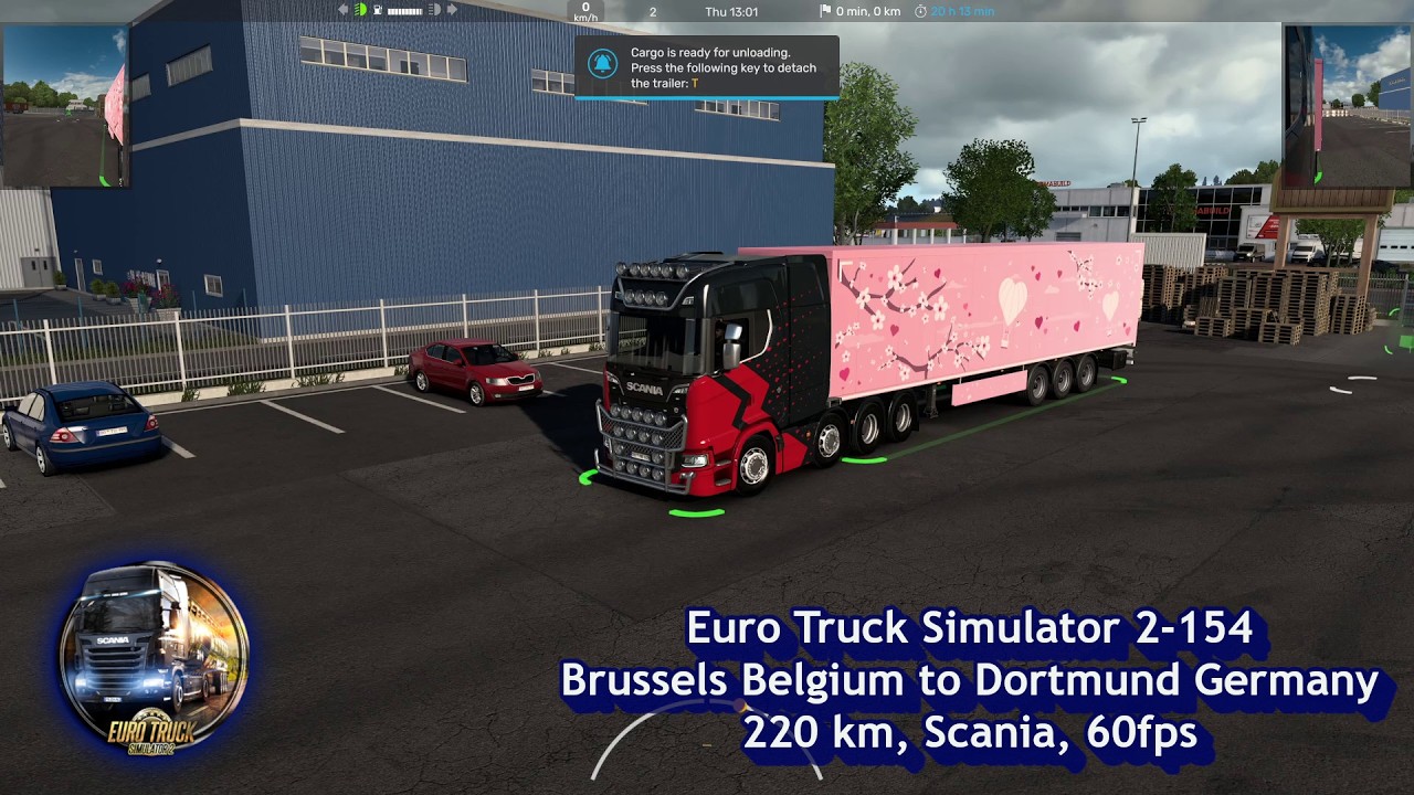 Euro Truck Simulator 2 154, Brussels Belgium to Dortmund Germany, 220 km, Scania, 60fps