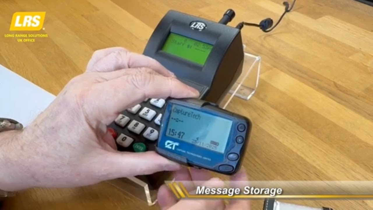 The CT Alphanumeric Text Pager and the LRS TX7471 High Power Transmitter Close Up.