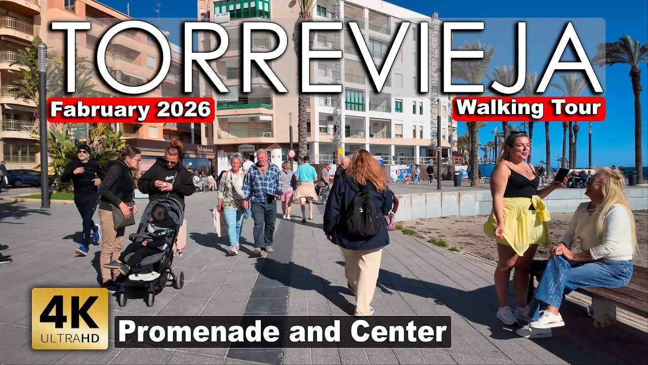 Torrevieja - Promenade & Center, Fabruary 2026 - Spain | Costa Blanca - Walking tour [4k 60fps]