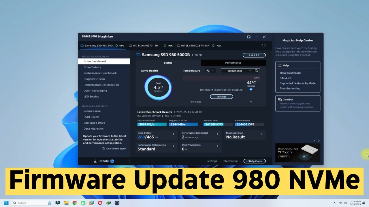 How to Update Samsung SSD NVMe 980 Pro Firmware with Samsung Magician Software Update SSD NVMe 980