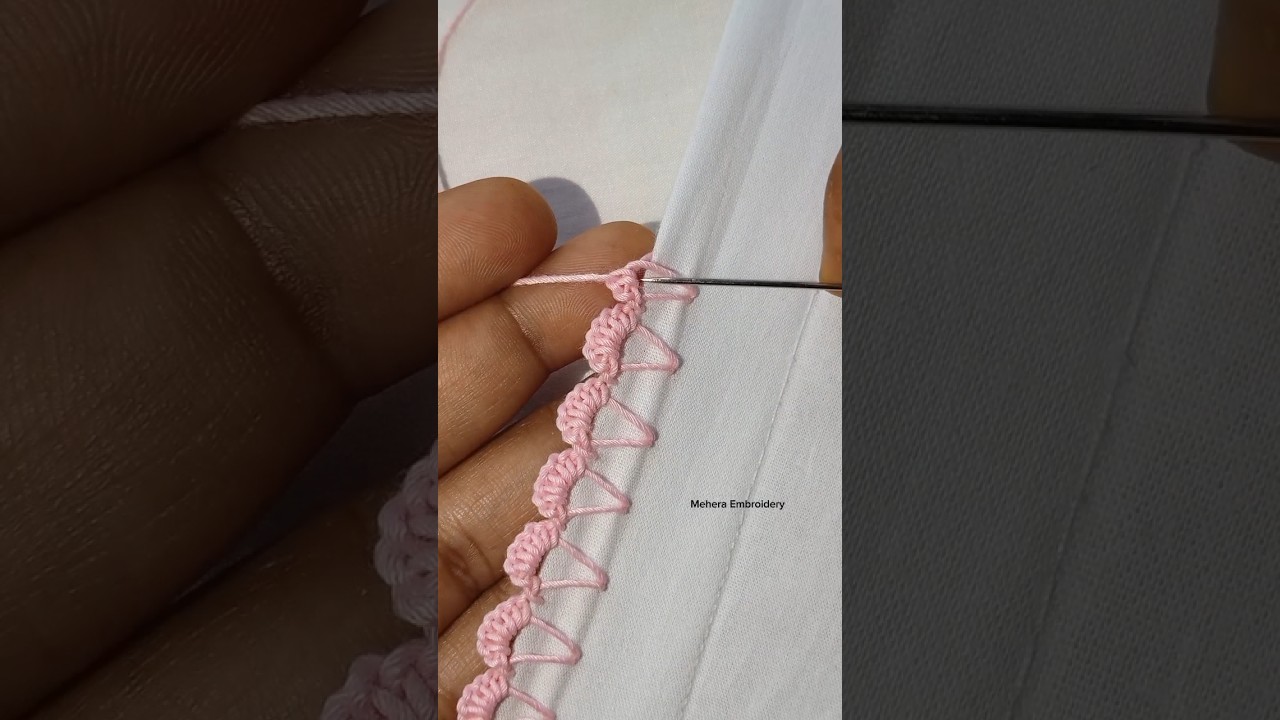 simple and elegant hand embroidery border tutorial ✨🪡#embroidery #viralvideo #viralshorts #diy