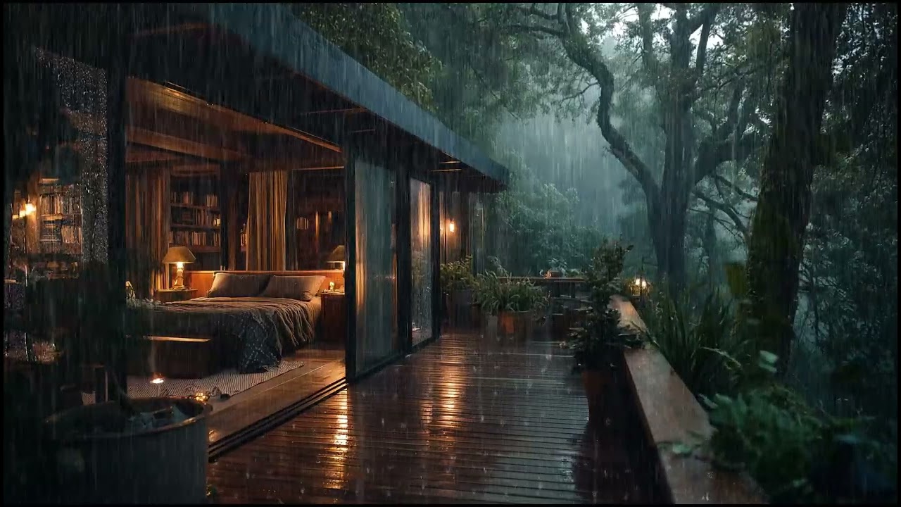 Спокойный дождь у лесной хижины 🌧 | Глубокий сон под природные звуки