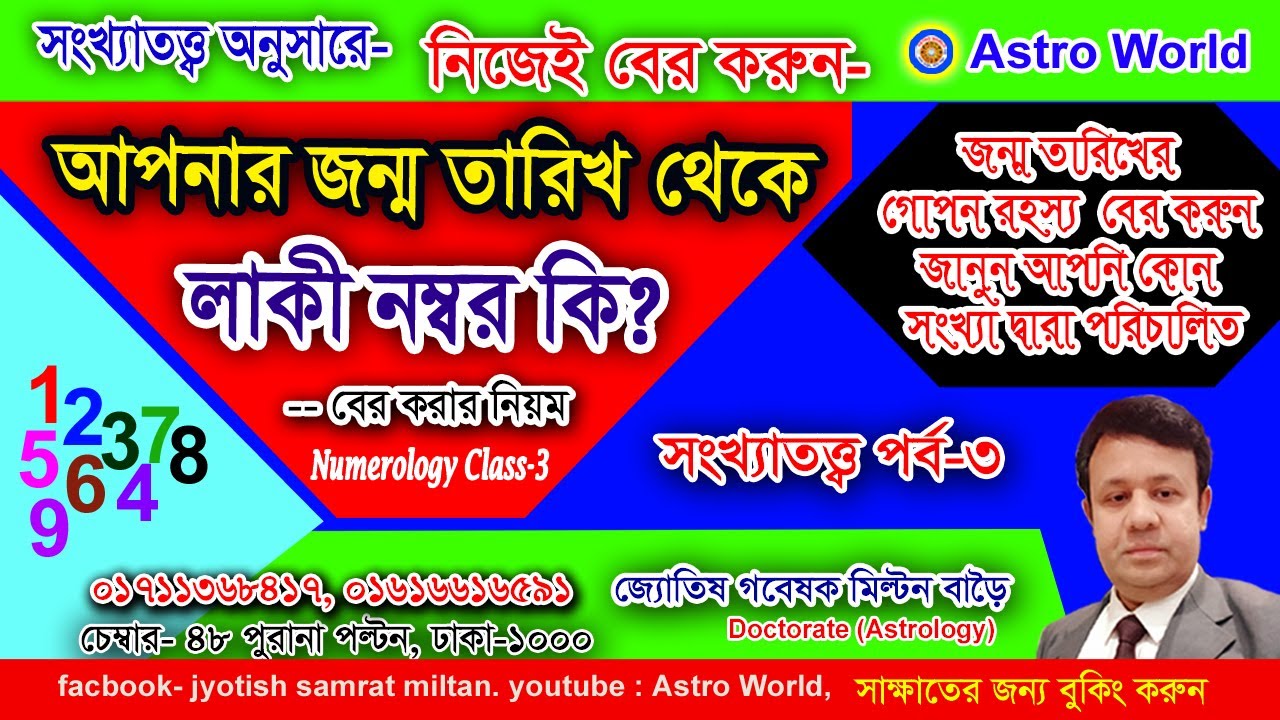 জন্ম তারিখ অনুসারে লাকী নম্বর বের করুন।কোন সংখ্যার জাতক আপনি? আপনার লাকী নম্বর কি? Lucky Number ki?