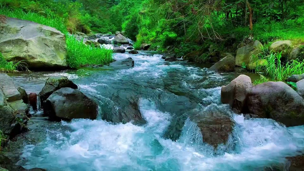 RELAXING WATERFALL FLOW PURE SOUND OF CASCADING RIVER WATER