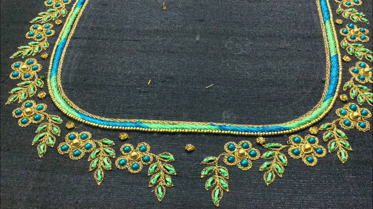 Simple blouse embroidery for beginners!!!