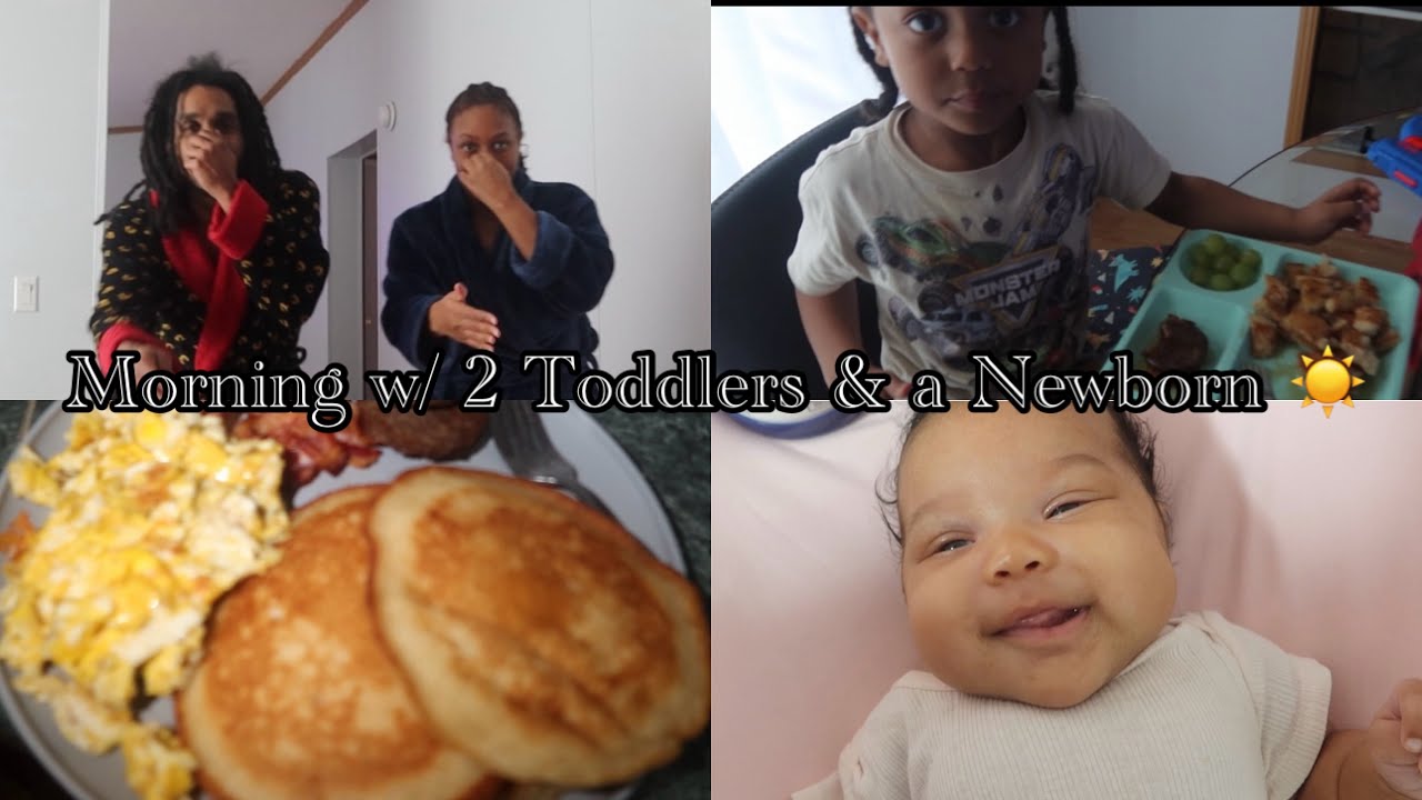 MORNING VLOG WITH 2 TODDLERS AND A NEWBORN ☀️ || COOKING 🍳 || DANCING 💃🏽 