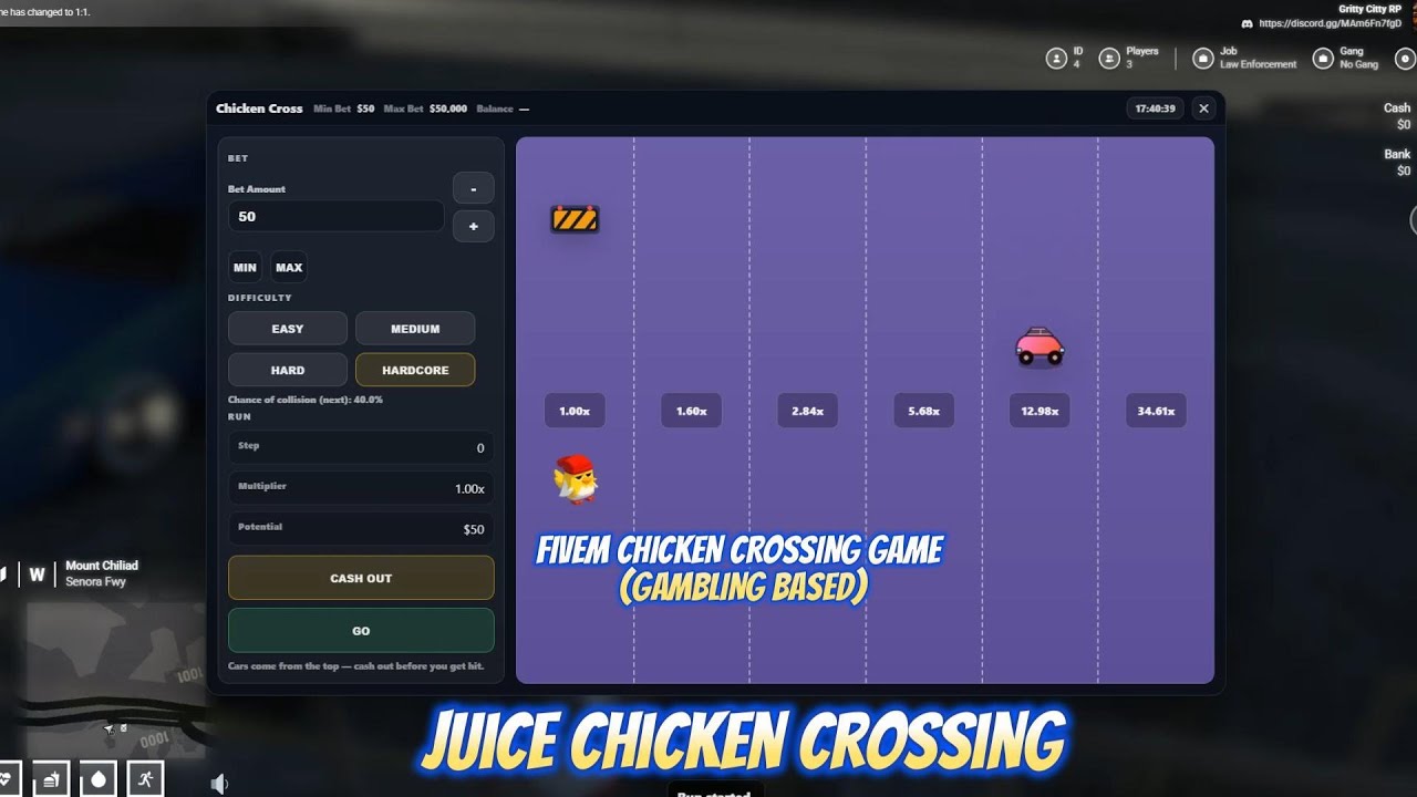 🐔 JUICES CHICKEN CROSSING (FiveM Chicken Crossing Game)