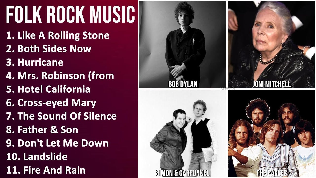 FOLK ROCK Music Mix - Bob Dylan, Joni Mitchell, Simon & Garfunkel, The Eagles - Like A Rolling S...