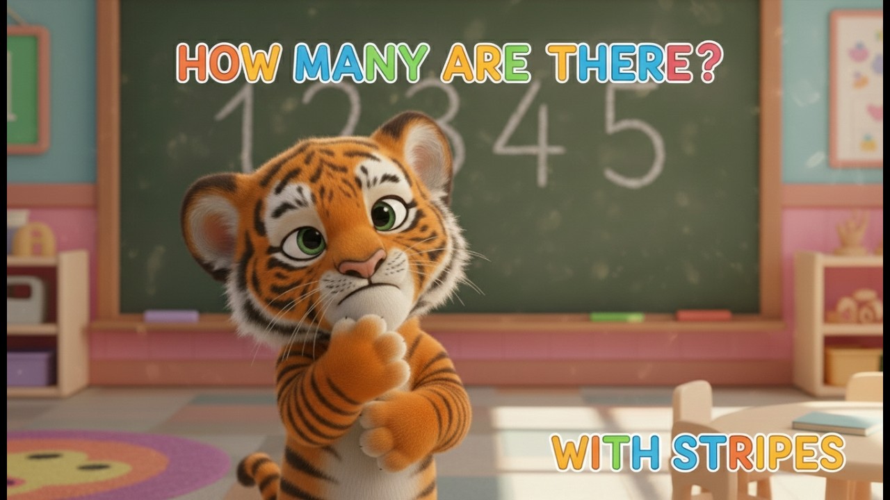 Learn to Count 1 to 5 with Stripes the Tiger Cub 🐯 | Counting Song for Kids | Tiny Paws Academy