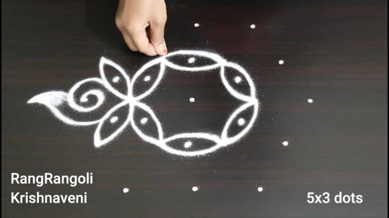 Traditional Muggulu🌺5x3 dots MahaShivaratri Rangoli🌺Easy Festival Kolam🌺RangRangoli Krishnaveni
