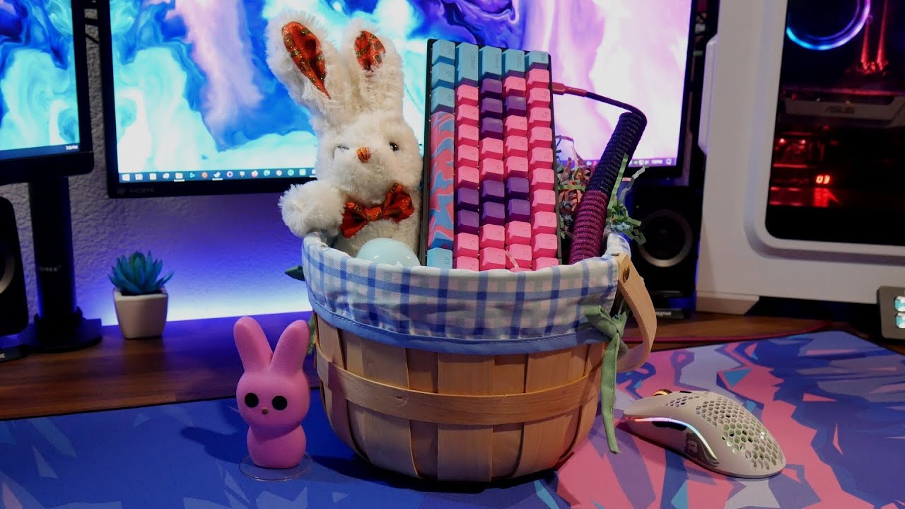 Gk61 Modification, Gateron Yellow Switches lube & fixed Stabilizers with Typing Sounds- EASTER THEME