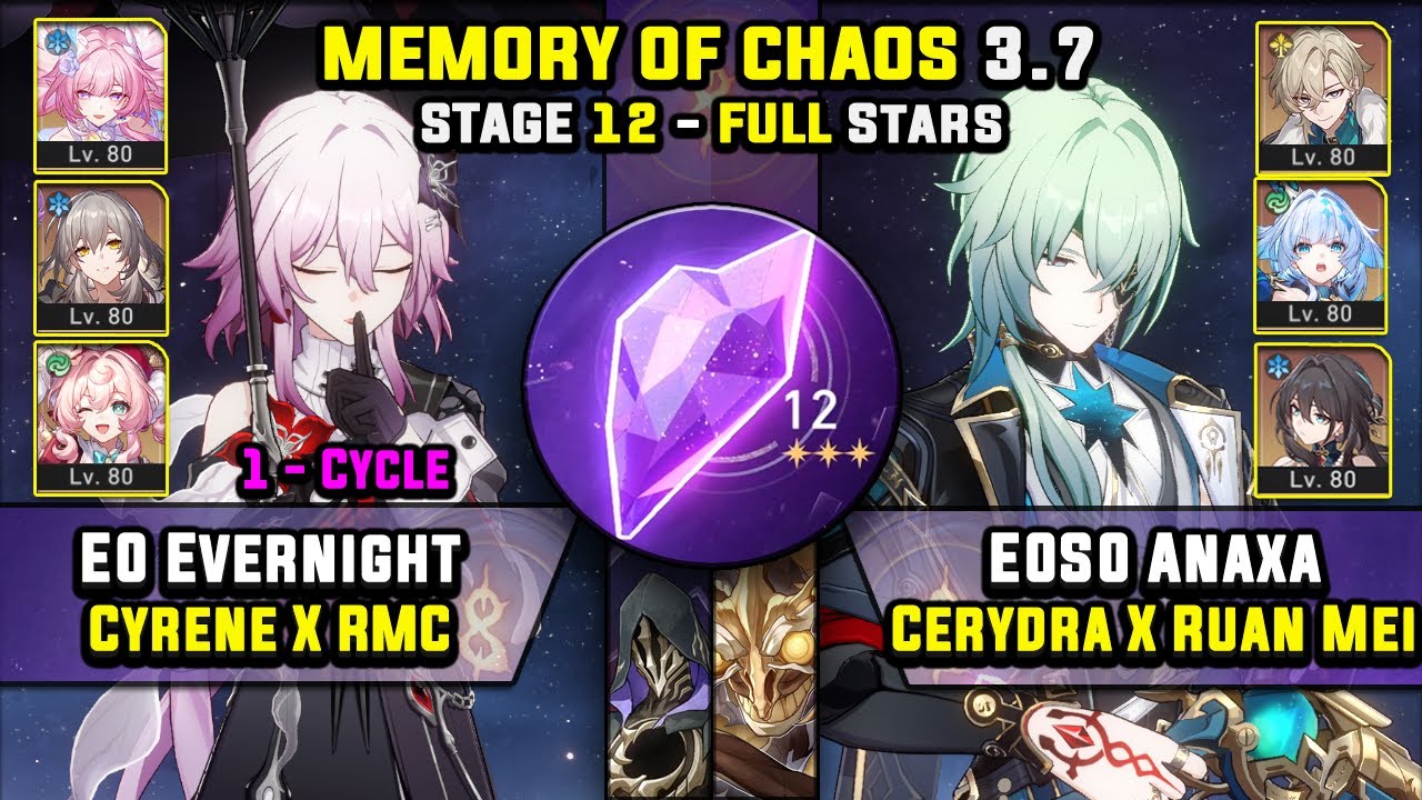 E0 Evernight Carry W/ RMC & E0 Anaxa Carry (3 Stars) Memory Of Chaos 12 Honkai Star Rail 3.7