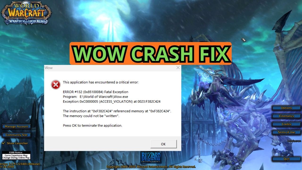 Fix WoW 3.3.5a Crashes in 2 Minutes (LAA + Cache Guide)