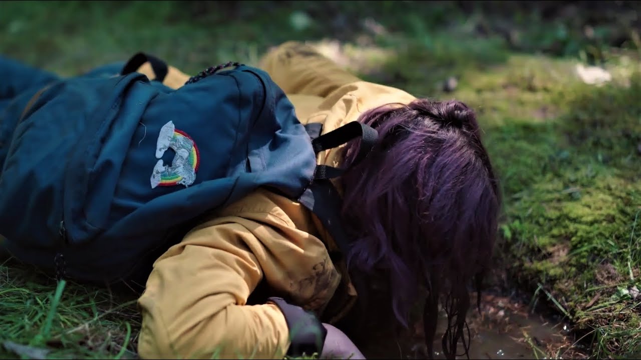 Girl falls in mud