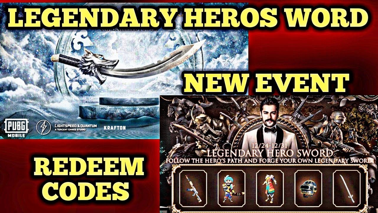 Redeem Codes Of Legendary Heros Sword | New Event In Pubg Mobile