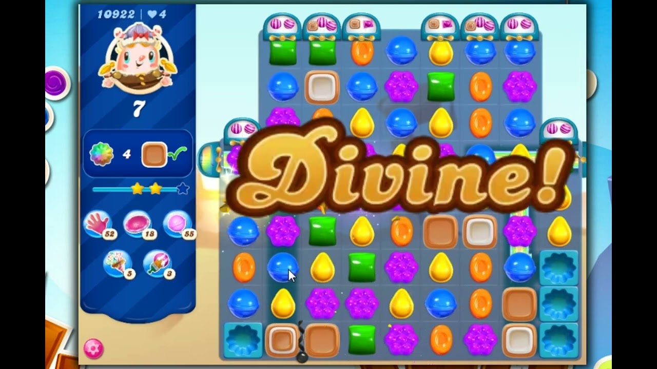 Candy Crush Saga Level 10922 - 3 Stars, 36 Moves Completed, No Boosters