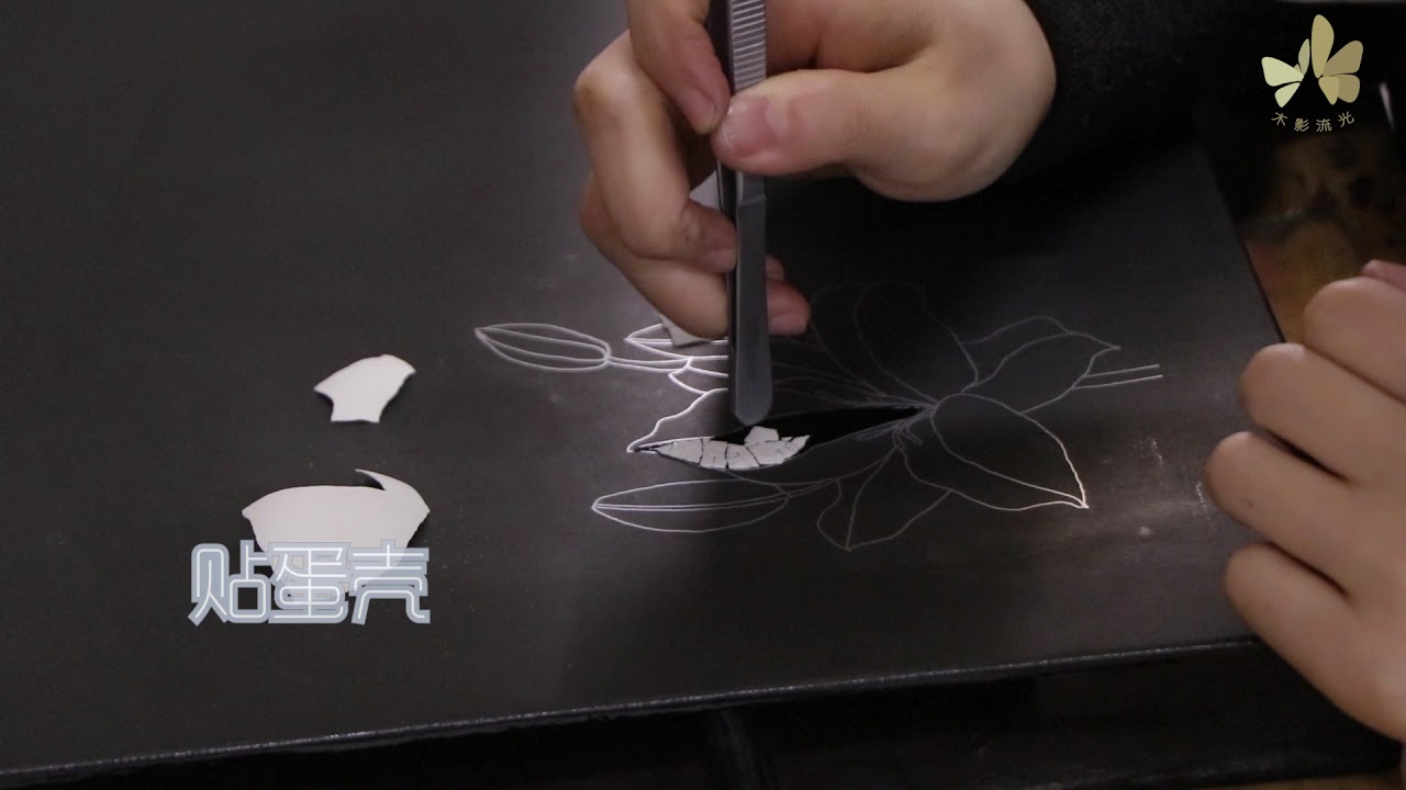 漆芸—卵殻を貼ることを示します[Introduction to Lacquer Art 1] Simple Embellishment Technique - Egg Shell Inlay