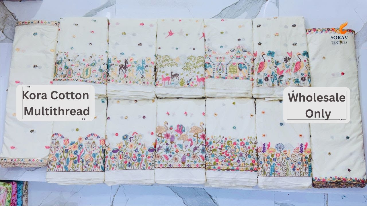 KORA COTTON HANDWORK FIGURE EMBROIDERY WHOLESALE #cottonfabric #koracotton #embroideryfabric