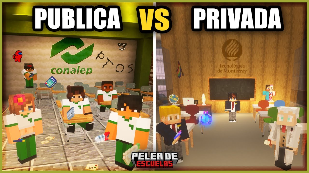 100 jugadores SIMULAN una PELEA de ESCUELAS en Minecraft | Conalep VS TEC