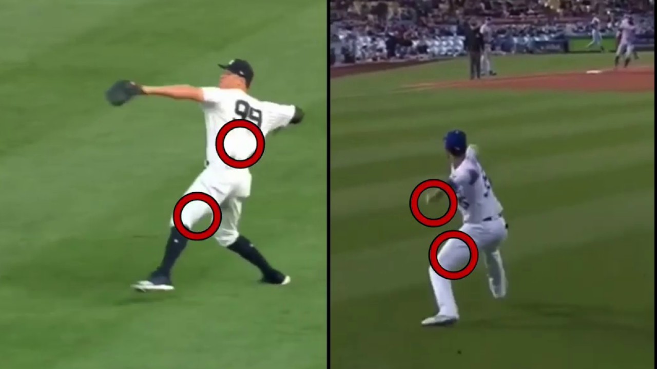 Aaron Judge + Cody Bellinger Throwing Mechanics Analysis | ROBBY ROWLAND