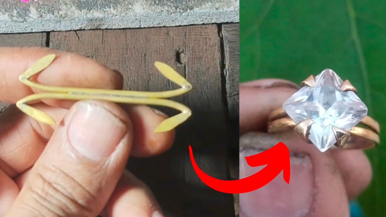 How to make a 10 mm square zercon 1.6 mm brass round wire ring design making process 