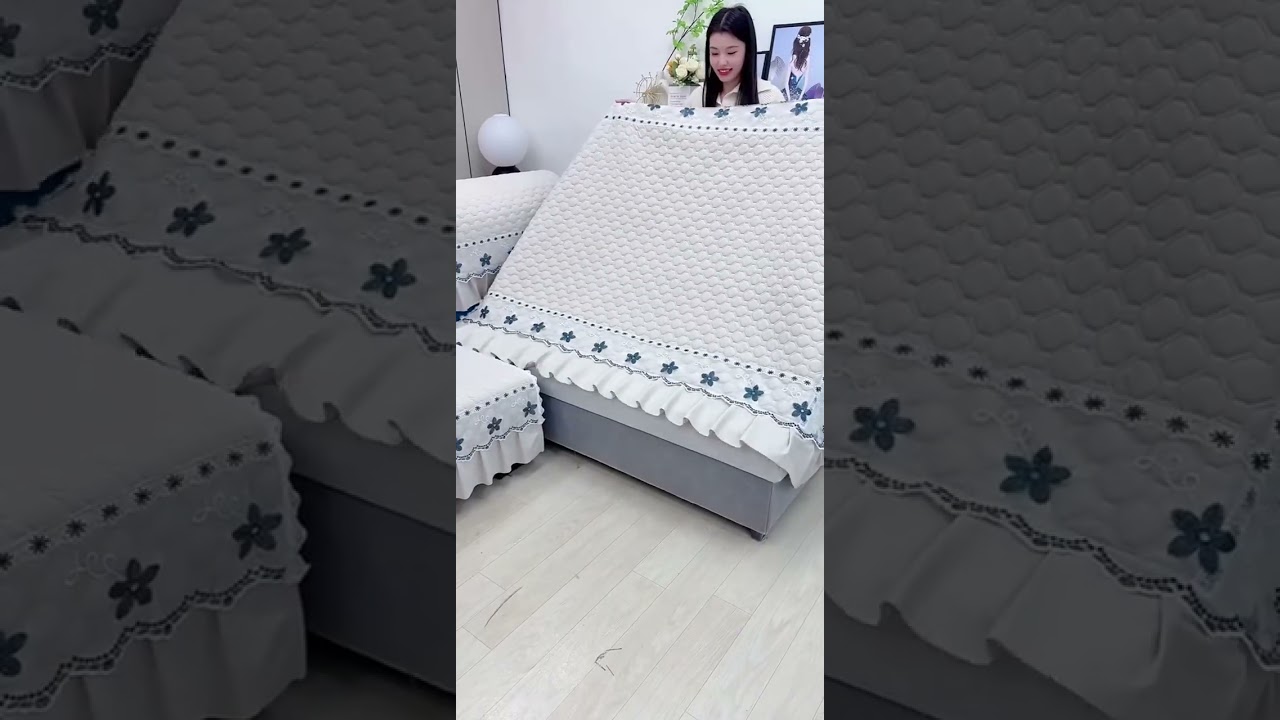 "A Girl Transforming Her Sofa with Beautiful Design Covers ✨ | Simple Sofa Makeover Ideas"