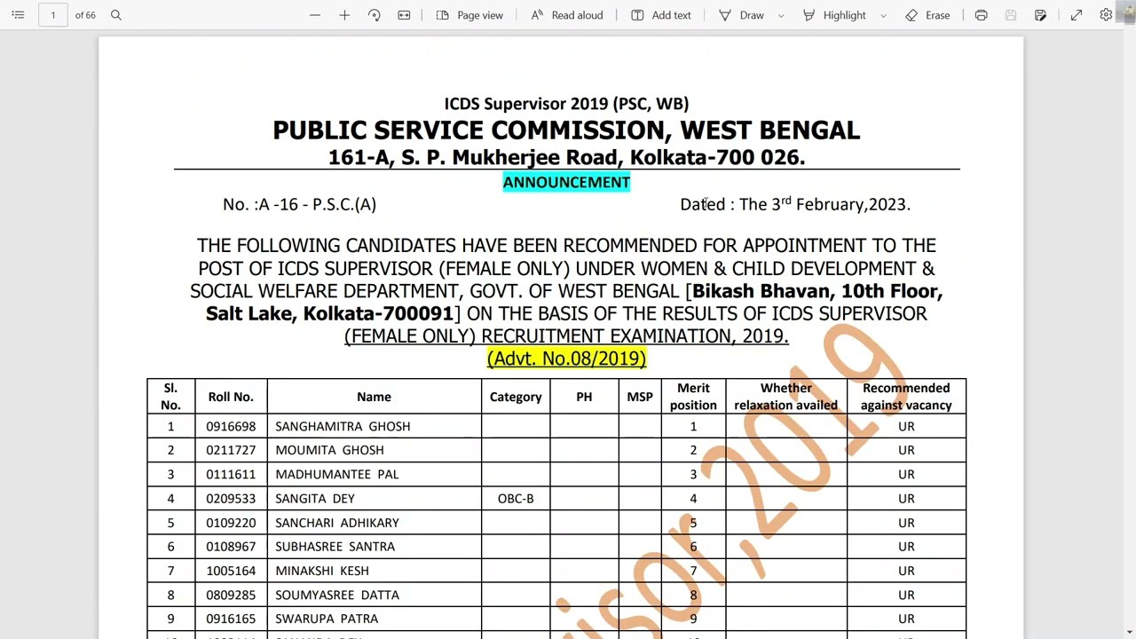 WBPSC ICDS Supervisor Final Result OUT || Official Cut Off Marks || @giftofthegabedu9317