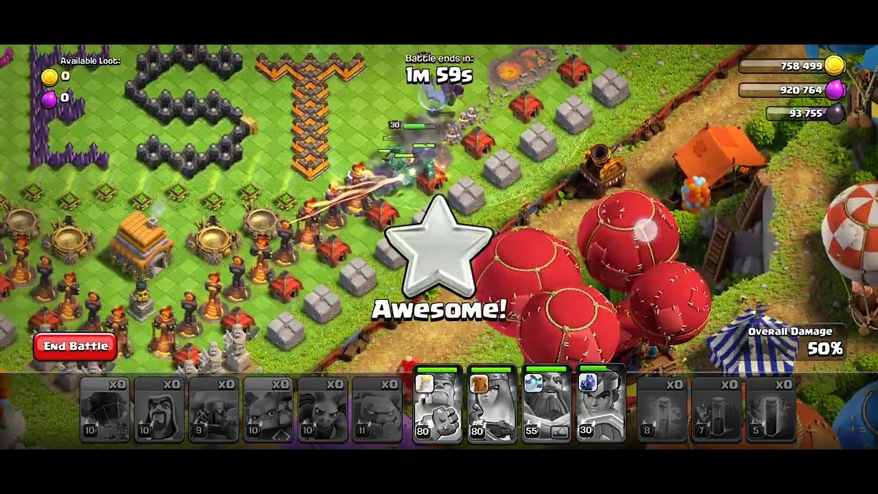 3 star the clash fest challenge (spam strategy, 1 minute left)