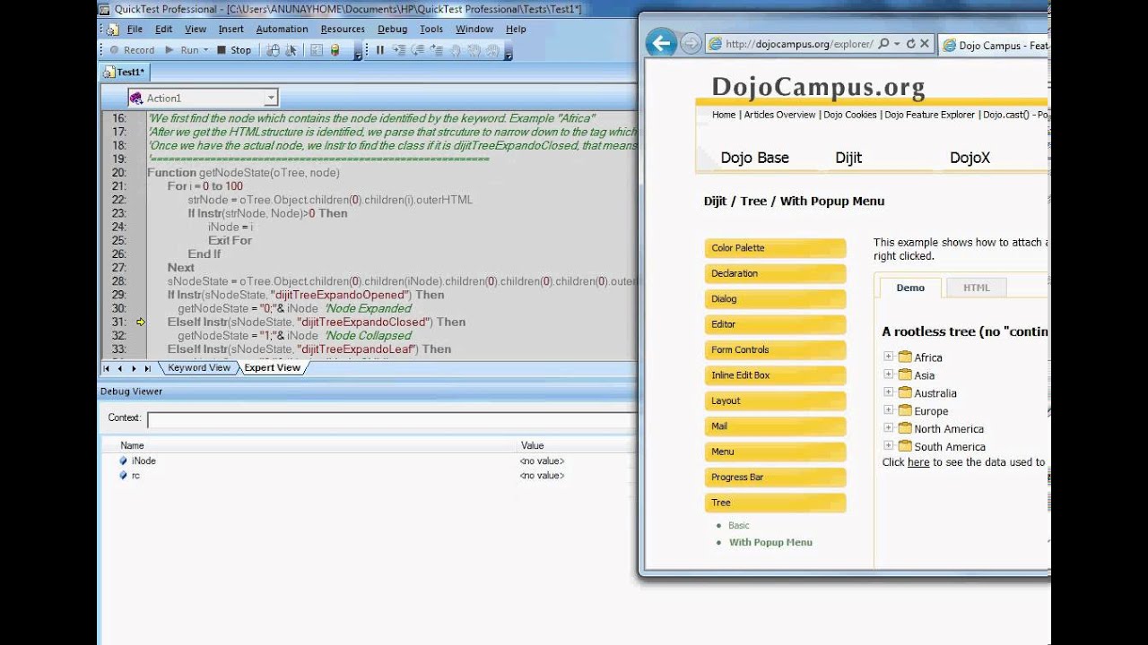Dojo Automation with QuickTest Professional 11 - www.quicktest.pro