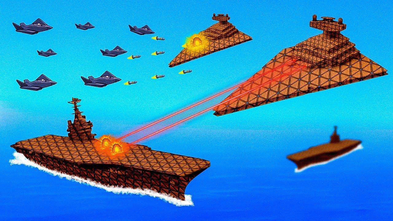 Aircraft Carriers Vs STAR DESTROYERS in Forts Star Wars