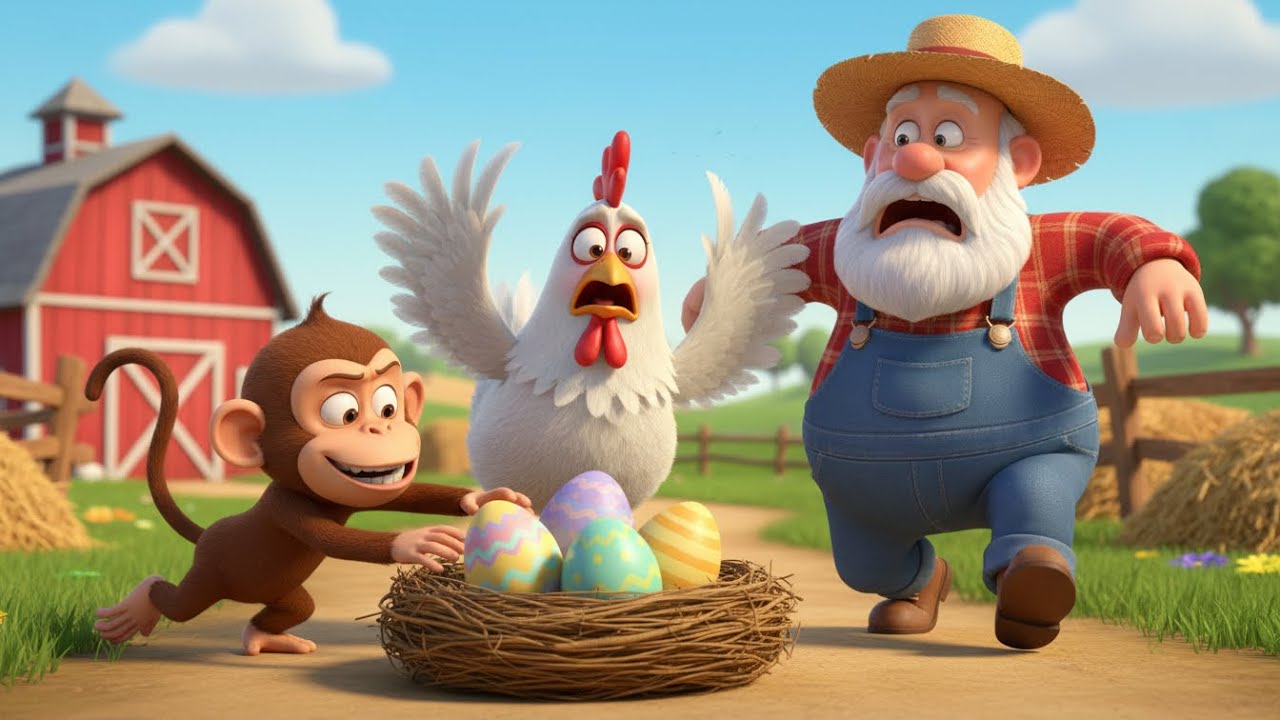 Naughty Monkey 🐒 Stole the Eggs! 🥚 | Emergency at Old MacDonald Farm! 🚨 | Old MacDonald Farma Story