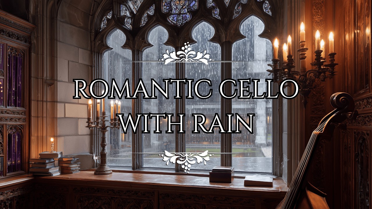 Romantic Cello with Rain for Study | 1 Hour Classical Ambient Music
