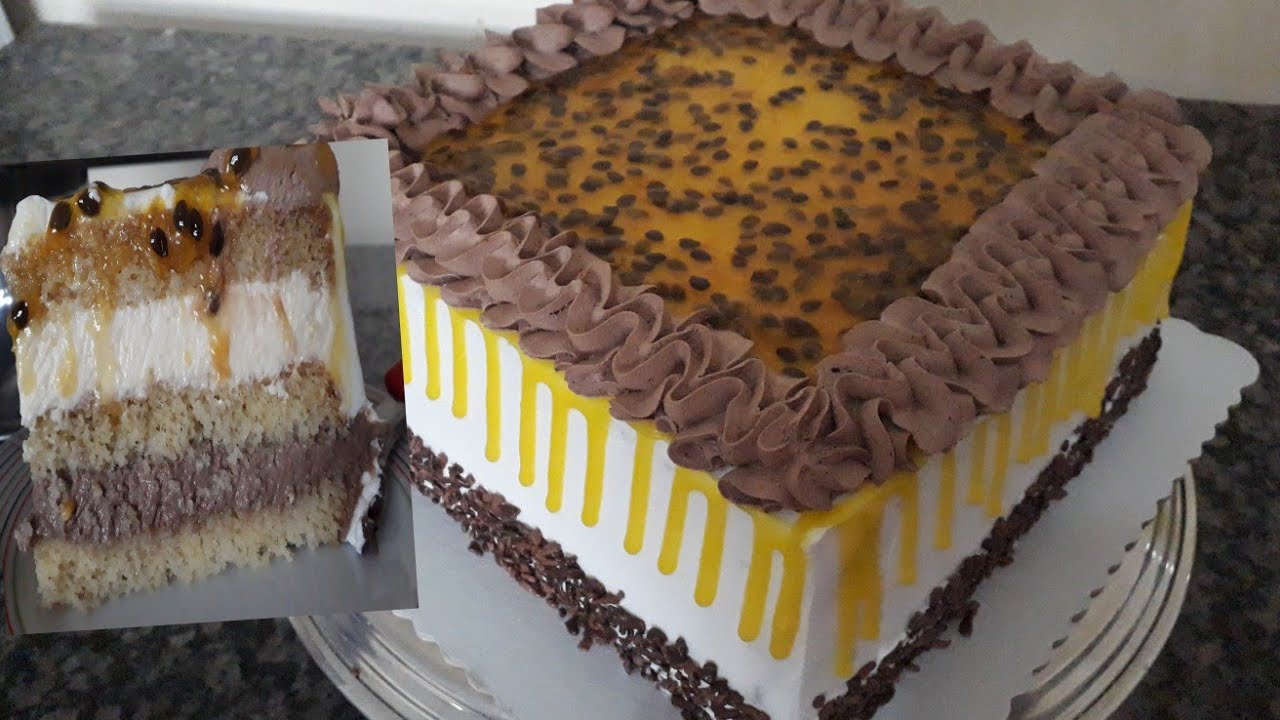 BOLO TRUFADO MARACUJÁ COM CHOCOLATE DELICIOSO