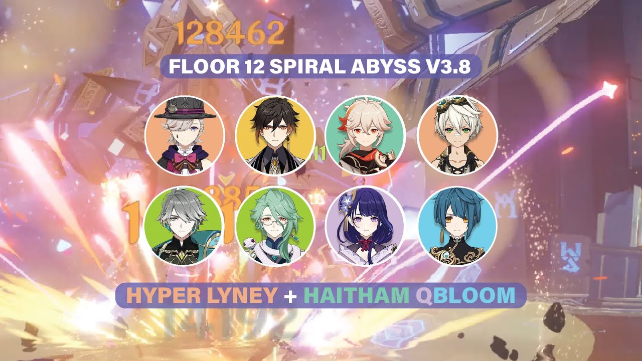 C0R1 Lyney Mono Pyro and Hyperbloom Alhaitham - Floor 12 Spiral Abyss 3.8 (Genshin Impact)