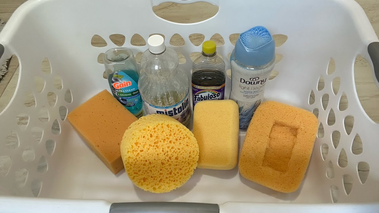 Laundry basket full of sudsy sponge squeezes | relaxing ASMR sounds