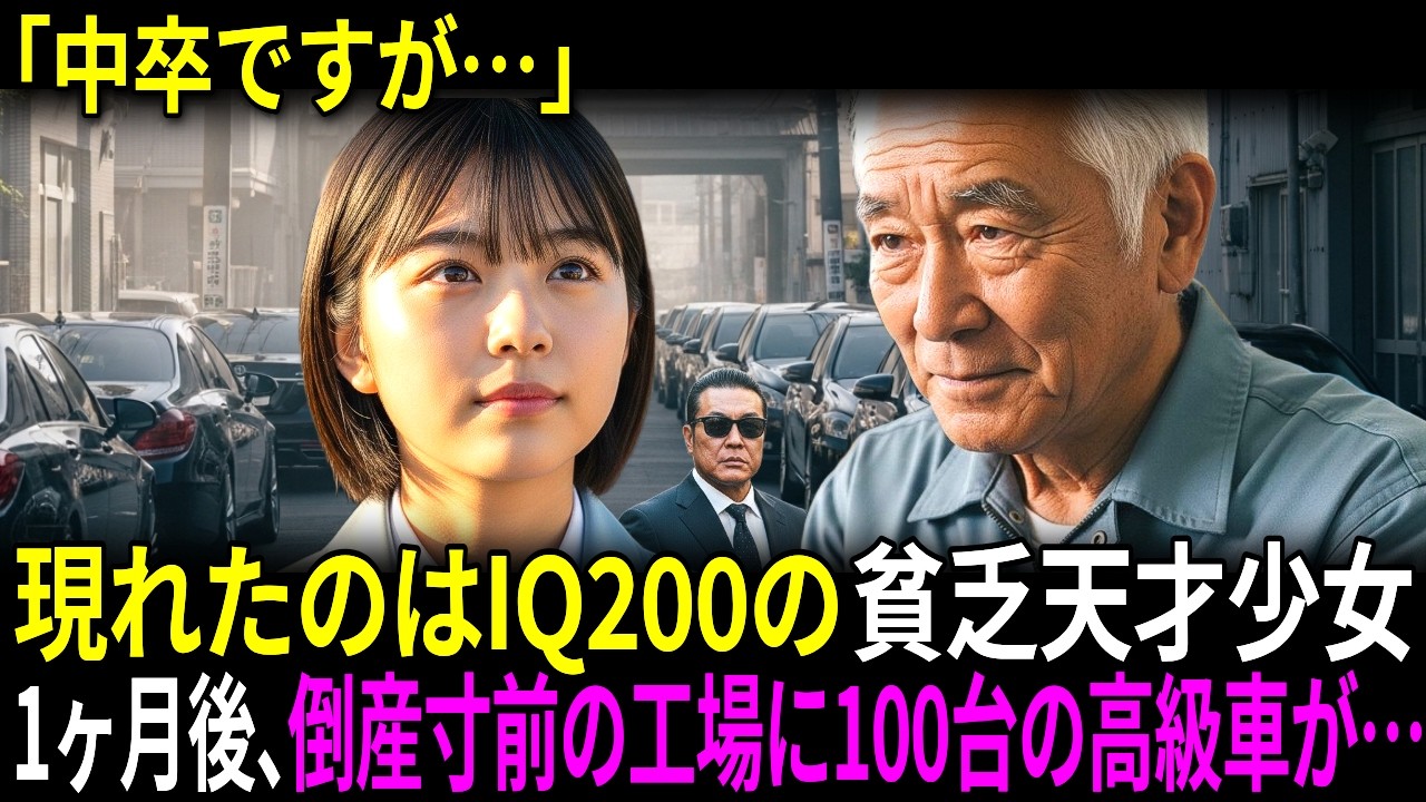 「中卒ですが…」廃業寸前の整備工場に現れたIQ200の17歳貧乏天才少女。1ヶ月後、エンストした高級車に乗っていたヤクザを助けた翌日、100台の黒塗り高級車が現れ…【感動する話】【朗読】