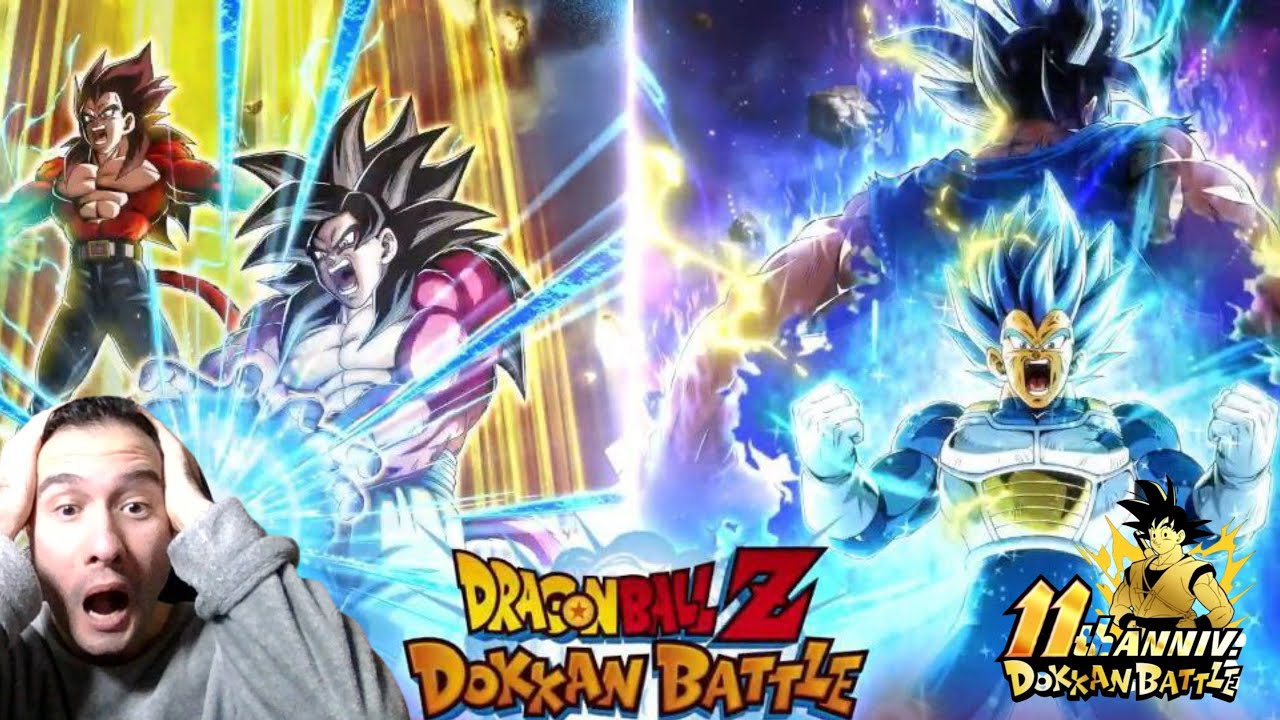 Reaction a Goku ssj 4 + Vegeta Ssj 4 e Vegeta SsjBe + Goku Mui - 11 Anniversario Dokkan Battle ita