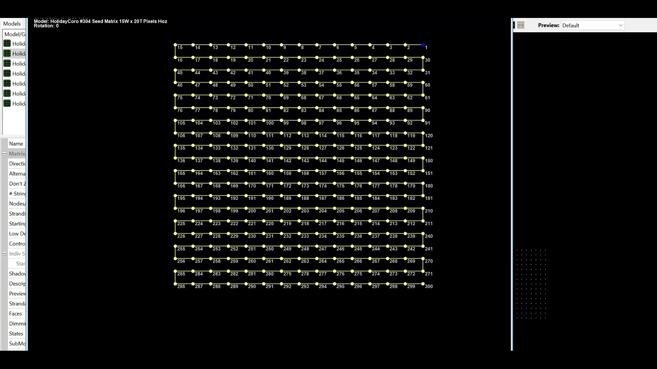 HolidayCoro #300 Seed Pixel Matrix Panel xLights Configuration