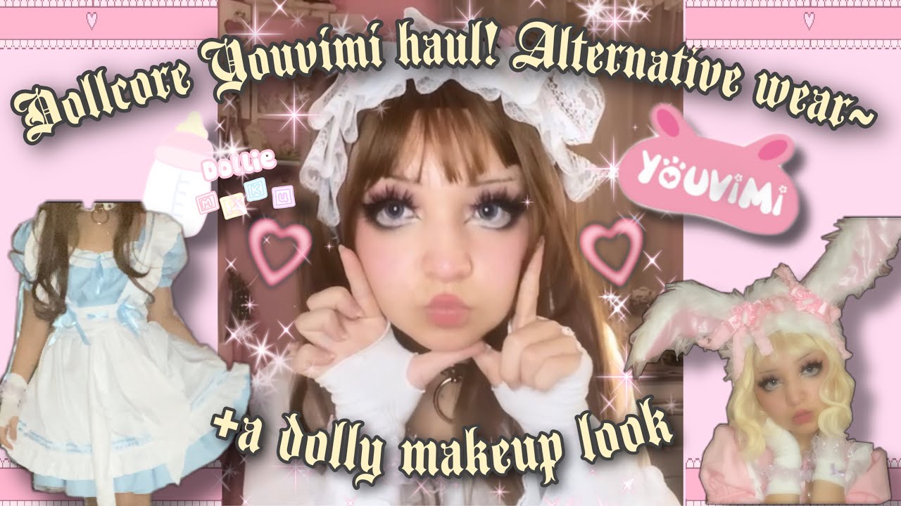 🎀⛓Dolly makeup tutorial+ Dollcore/Lolita YOUVIMI HAUL!! 🧸Alternative wear Inspiration~⛓🎀