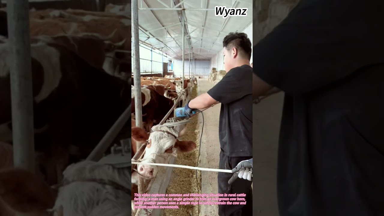 Rural Life: Safe Cow Horn Cutting with Rope Control 🌾&darr;