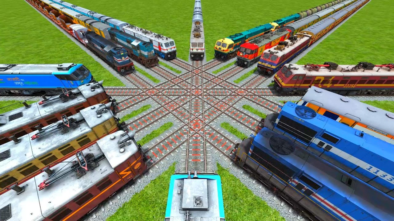 All Railgadi Crossing At Daimond Over Cross Railroad Tracks- indian train simulator antelope valley