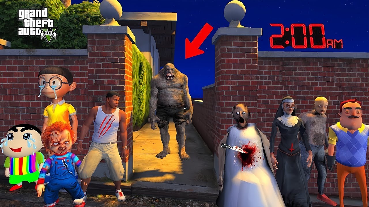 Evil Nun  Granny  Play Hide and Seek With  Chop and Franklin in GTA 5
