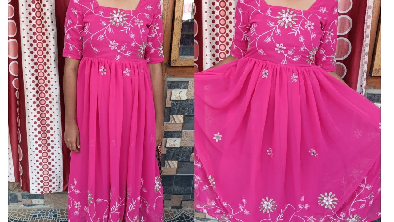 Long frock cutting and stitching|| prill model frock cutting and stitching|| long frock designs 