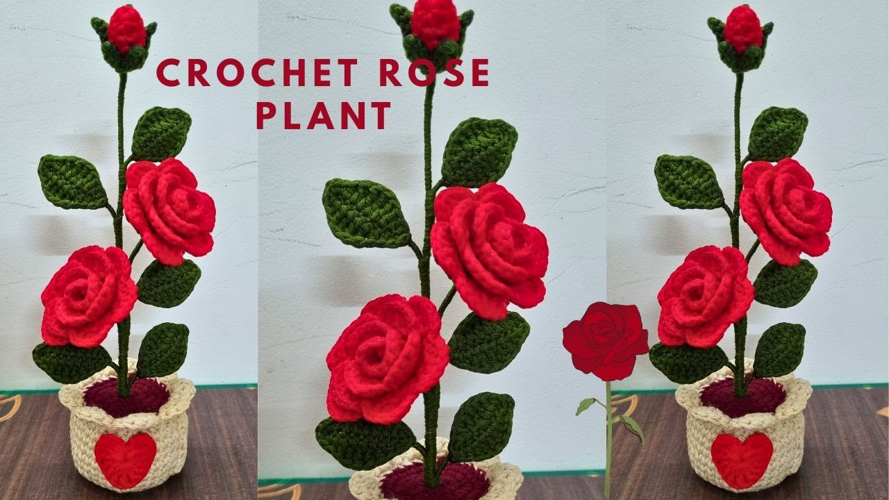 Crochet Rose with Pot Tutorial(part -2) | Realistic Crochet Flower for Beginners