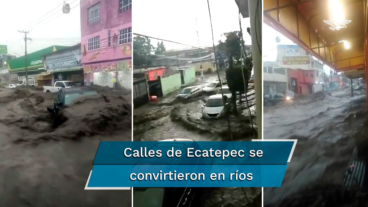 Lluvia castiga a Ecatepec, se inundan calles y se desborda canal de aguas negras