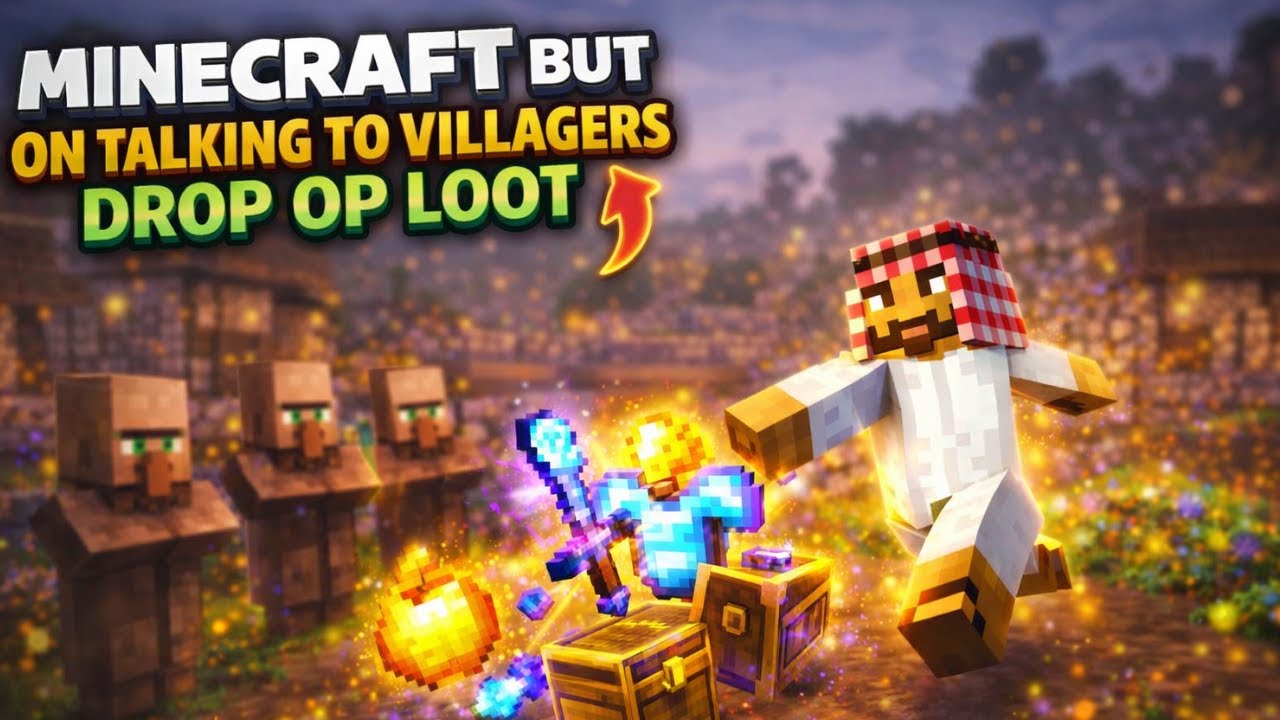 Minecraft But Talking to Villagers Gives OP Loot !! 😱